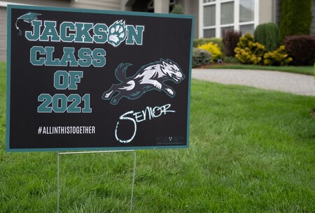 Graduation yard sign that says Jackson Class of 2021